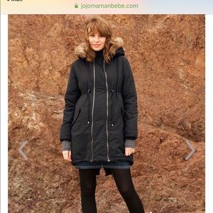 Black JoJo Maman Bebe Maternity Coat size 4